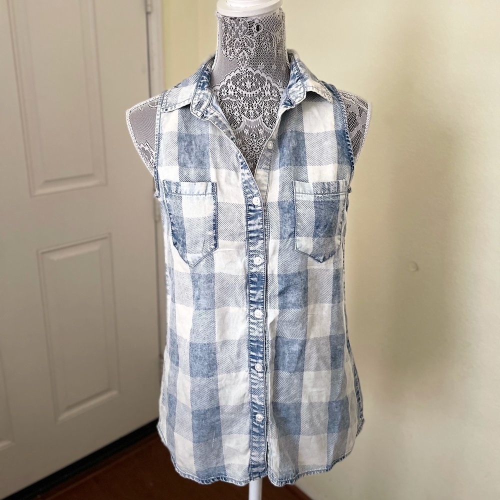 Blue checkered Tank Top